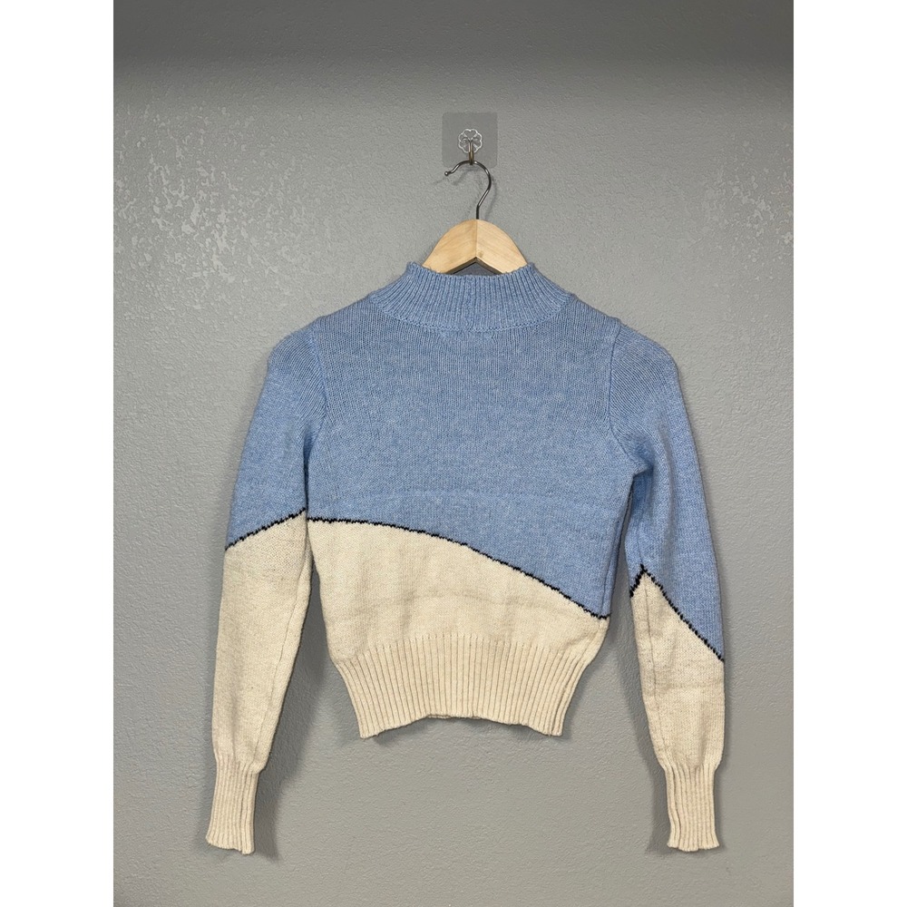 American Eagle Snoopy Peanuts Blue White Mock Neck Sweater XXS RARE - Picture 3 of 5